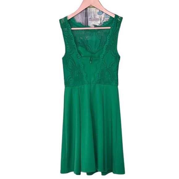 Francescas | Women’s Green A-line Cocktail Lace Tank Dress - Picture 5 of 10